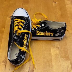 Brand new STEELERS converse-style sneakers (size 10 but fits like size 8)